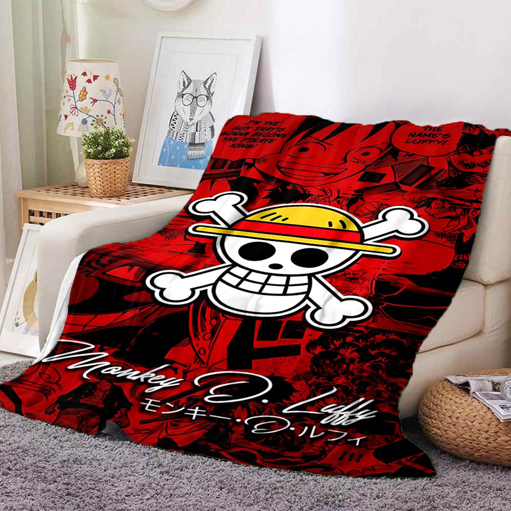 1Pc One Piece Adventure Flannel Blanket, Soft And Comfortable, Casual Warm, Camping Travel, Christmas, Halloween Xmas Gift N11