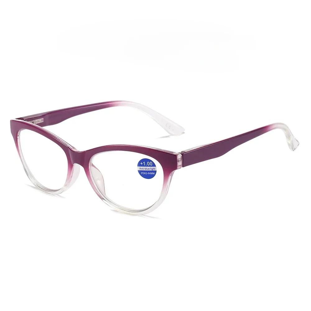 Винтажные очки для чтения с прозрачными линзами «кошачий глаз» из поликарбоната, модные прогрессивные цветные очки для женщин, анти-синий свет