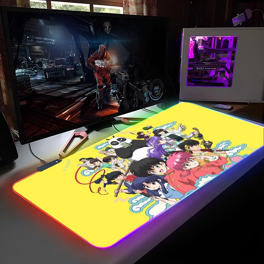 Мультяшная подставка для мыши Ranma 1/2 RGB-подсветка Подставка для мыши для ноутбука Игровая подставка для мыши для ноутбука Игровые аксессуары для компьютерного стола