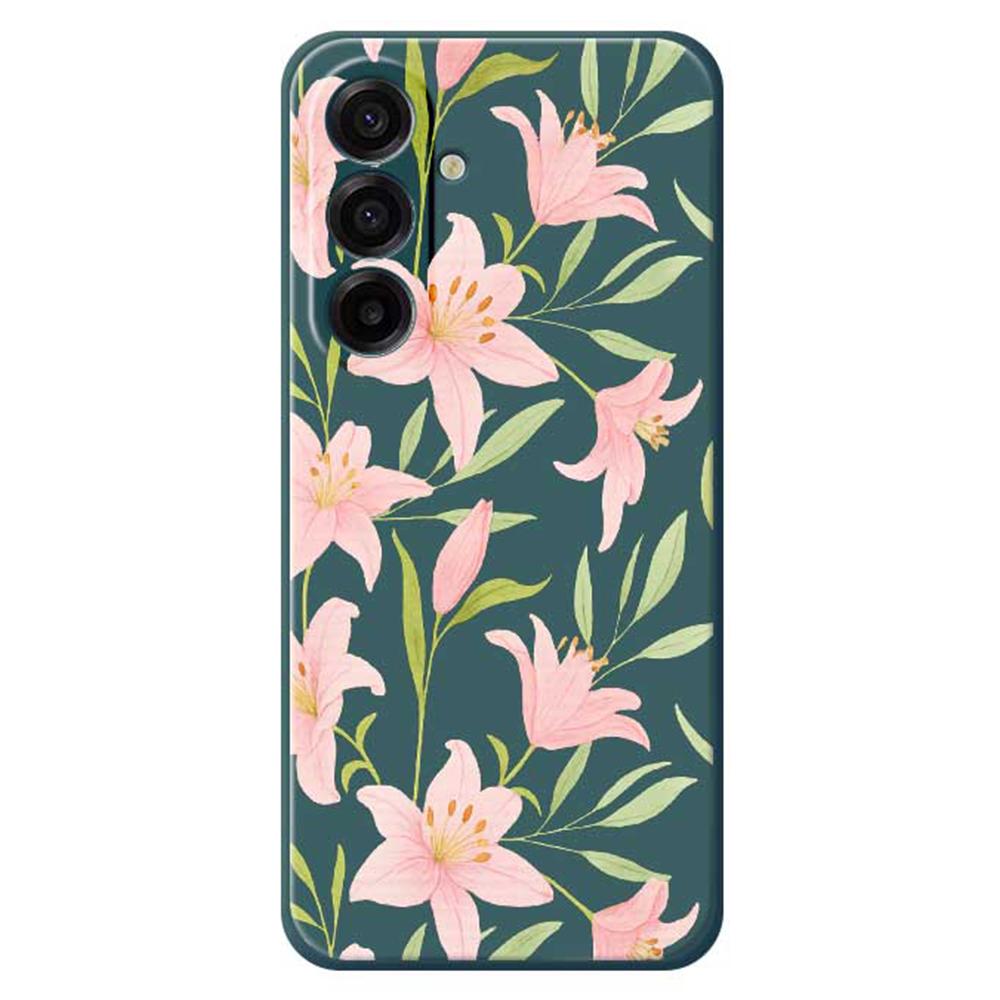For Samsung Galaxy A17 5G Case Pink Lilies Pattern Printing Straight Edge TPU Phone Back Cover