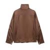 Womens Oversized Faux Suede Zip-Up Jacket Loose Fit Vintage British Style Fall 2025