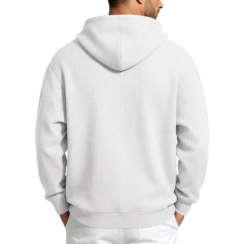 Men S Waffle Knit Hooded Pullover Loose Fit Casual Sweatshirt