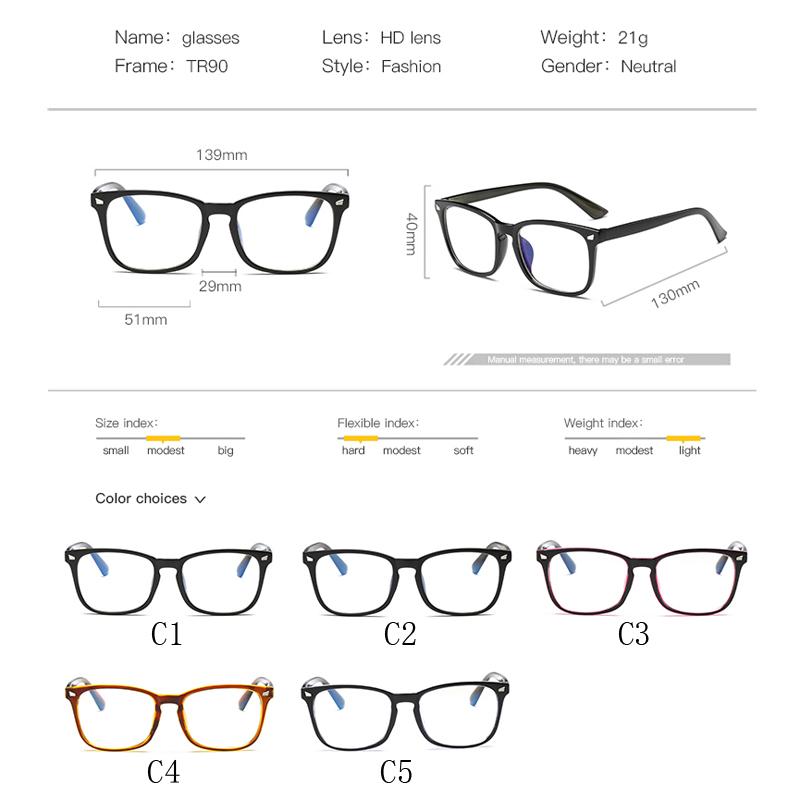 Vintage Unisex Square Wild Eyeglass Frame Glasses Retro Spectacles Clear Lens Eyewear