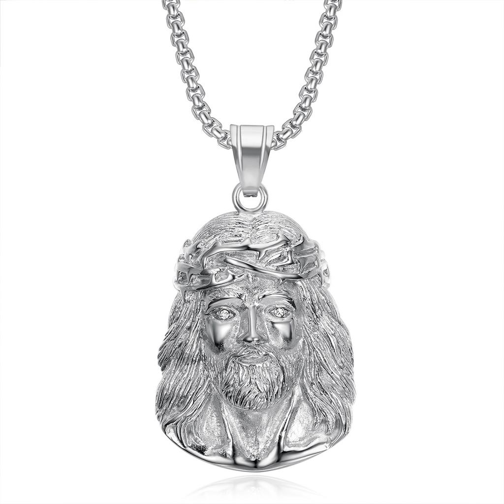 Stainless Steel Titanium Hip Hop God Jesus Pendant Collar Chains Necklace for Men Women Jewelry