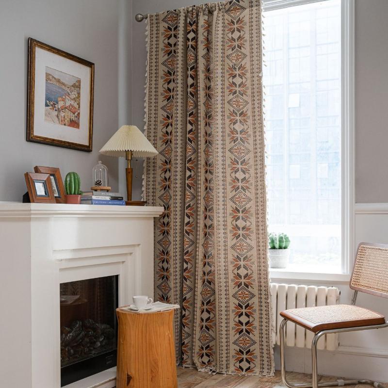 Винтажные цветочные жаккардовые кухонные шторы с кисточками и отделкой - полупрозрачные оконные шторы в фермерском стиле для эркера, шторы в стиле кафе с розовым узором