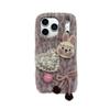 Плюшевый чехол-кролик с леопардовым принтом, подходит для iPhone 17 Pro Max iPhone 16 Ручка-ремешок 15 Милый 14/13