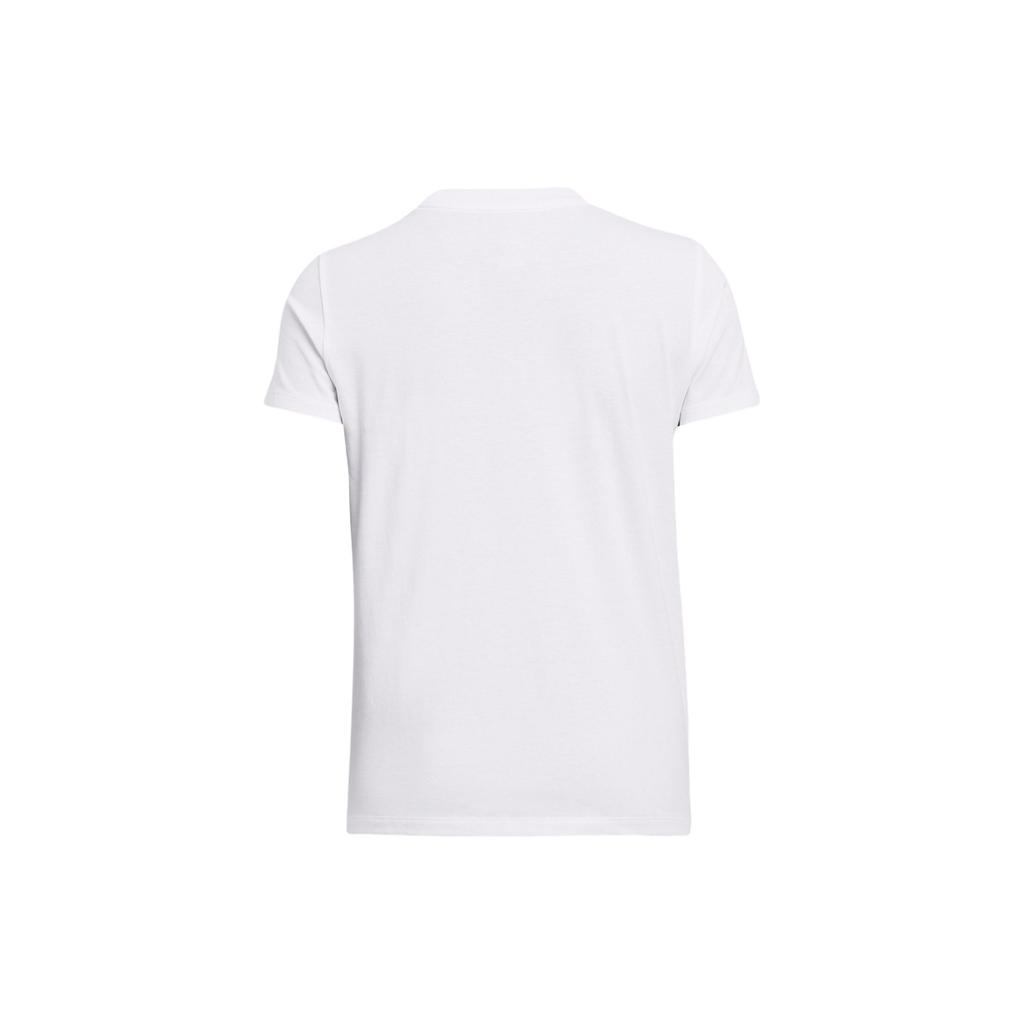 Under Armour Letter Logo Print Round Neck Pullover Short Sleeve T-Shirt Women T-Shirts White 1383648-100