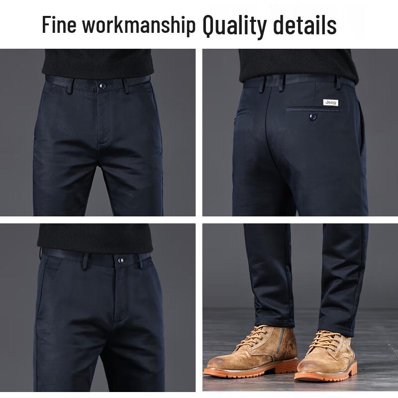 JEEP Men's Lyocell Blend Straight-Fit Casual Trousers