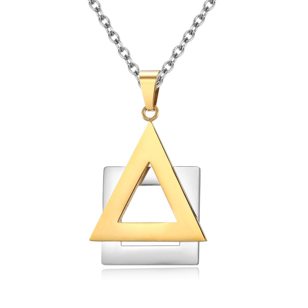 Новое Геометрическое Подвесное Креативное Ожерелье из Титановой Стали Треугольник Квадрат Черно-Белая Двухцветная Спайка