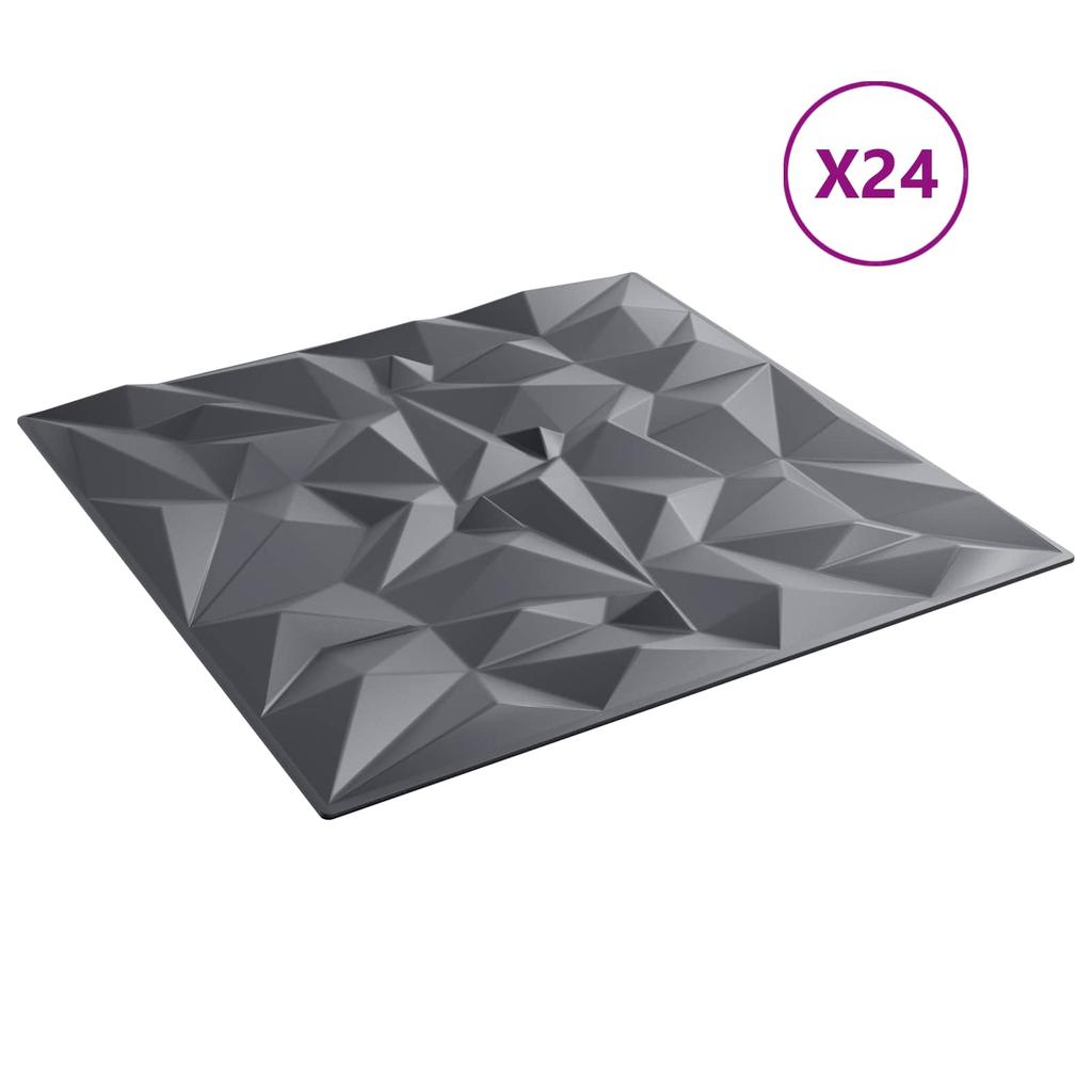Wall Panels 24 pcs 50 x 50 cm Amethyst Gray XPS Foam