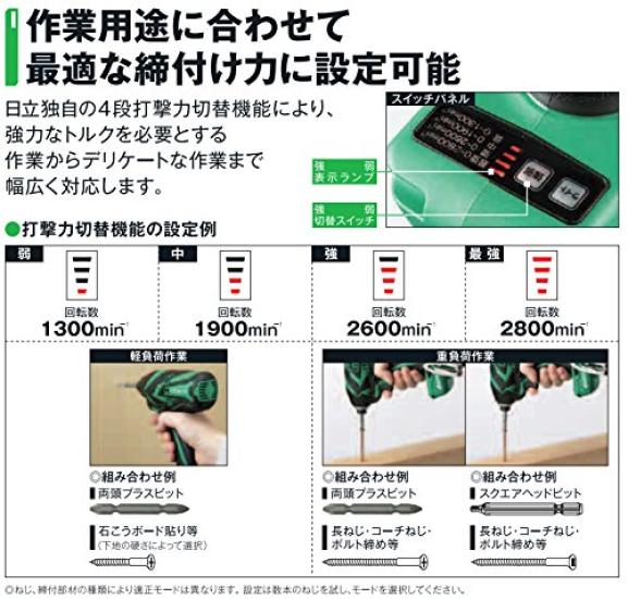 HiKOKI Impact Driver AC100V Maximum Torque WH12VE 5m Case Included 165N M Cord,