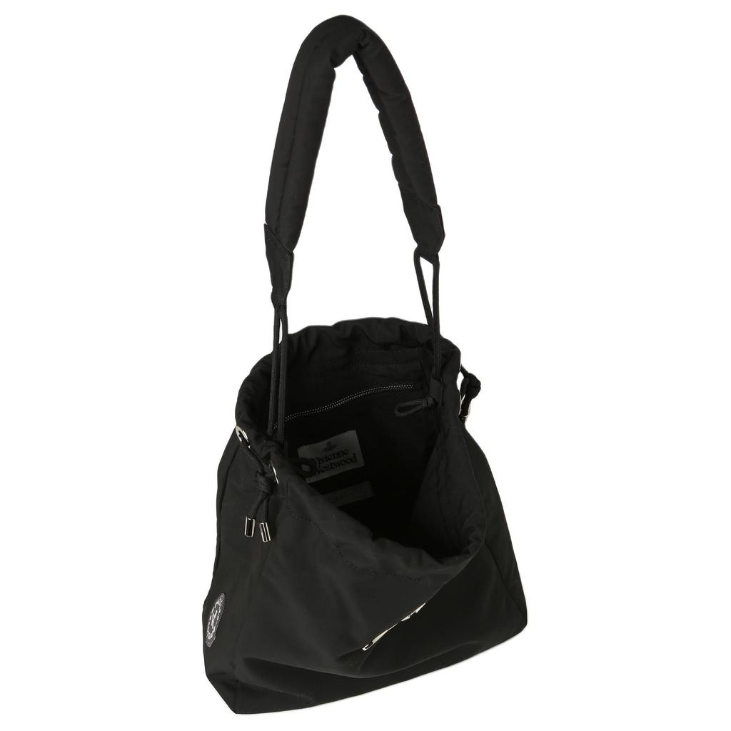 Vivienne Westwood Queen Hilary Saturn Classic Logo Recycled Polyester Bucket Shoulder Bag Women bags Black 4302002RUW001YN401