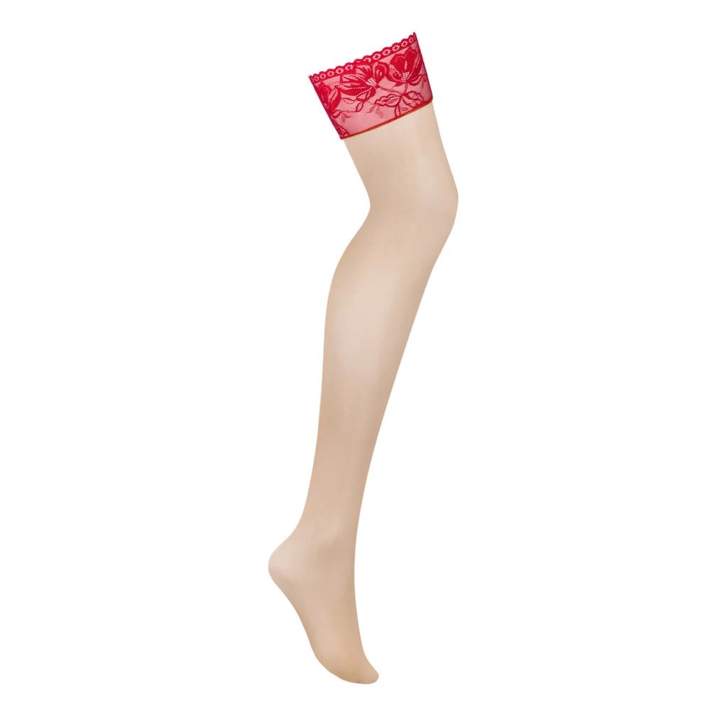 Obsessive - Sexy Red Lace Stockings Lacelove XS/S