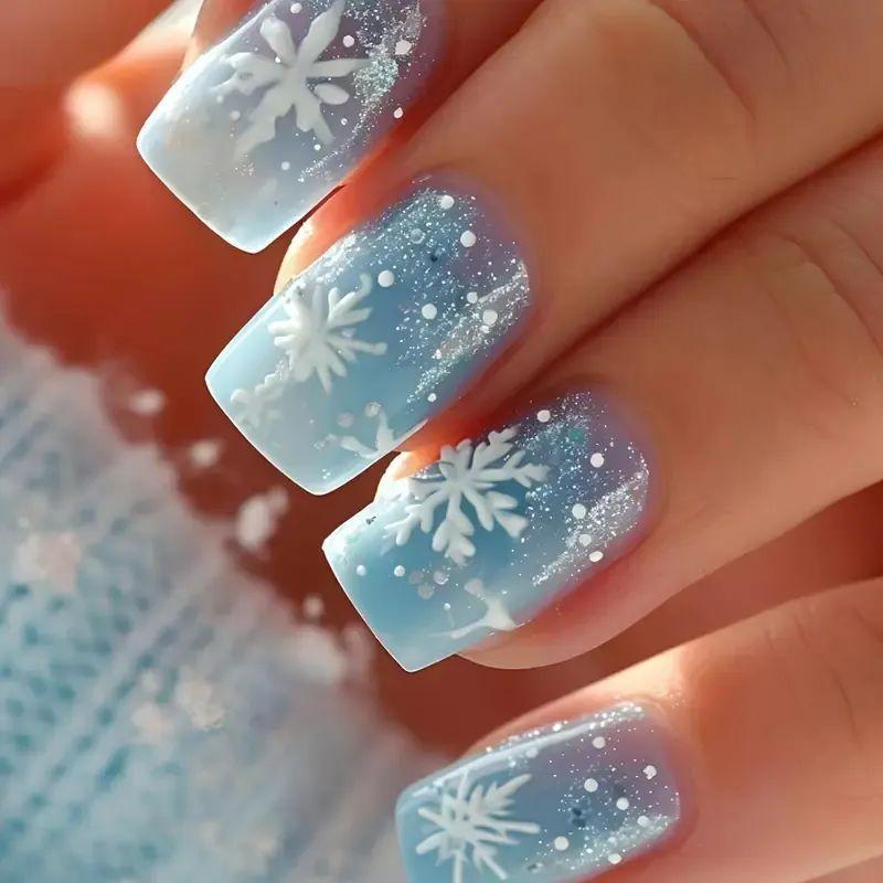 24 Pieces Of Manicure, Nail Piece European And American Style Christmas Day Collection Rectangular Wearing Armor