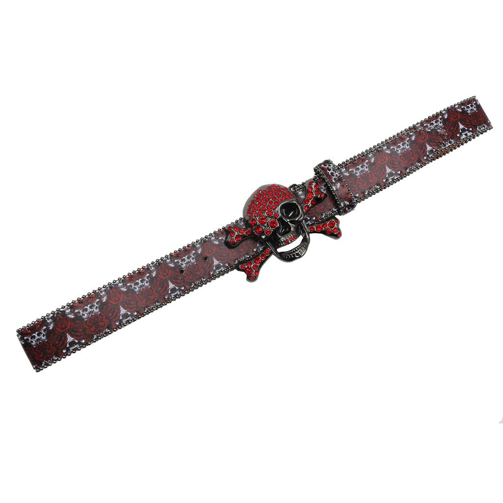 Оригинальный большой череп с водяным сверлом, граффити-ремень, тренд Y2K, кожаный ремень с принтом, череп, печать