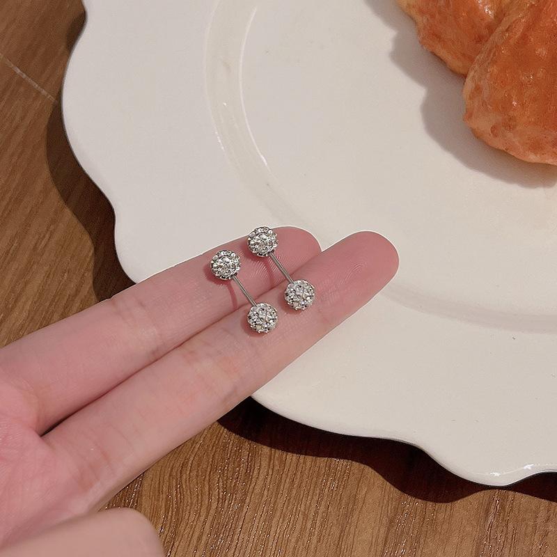 S925 Серебряная игла Нежный циркониевый набор для ушей Маленькие серьги-пусеты