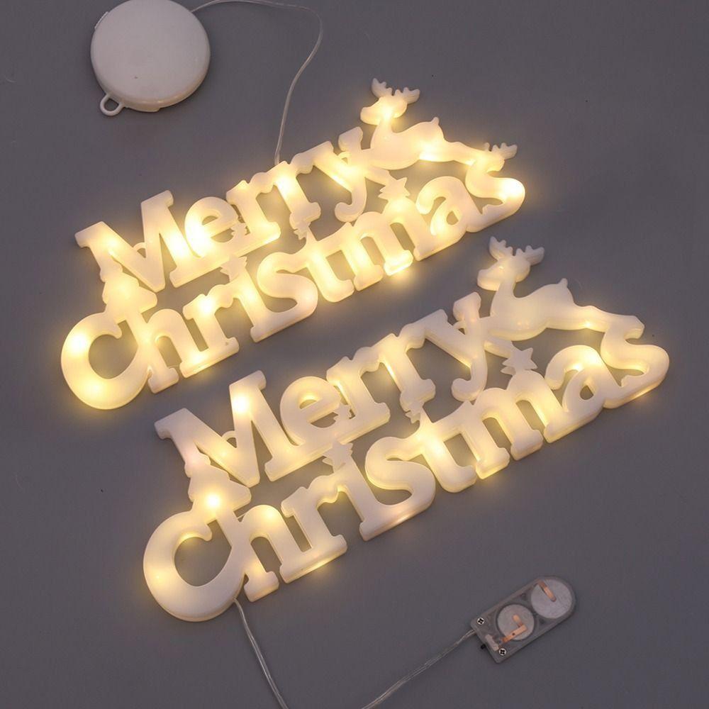 Three-dimensional Christmas Decoration Items Waterproof New Year Merry Christmas Letter Lights Perfect RED Panel