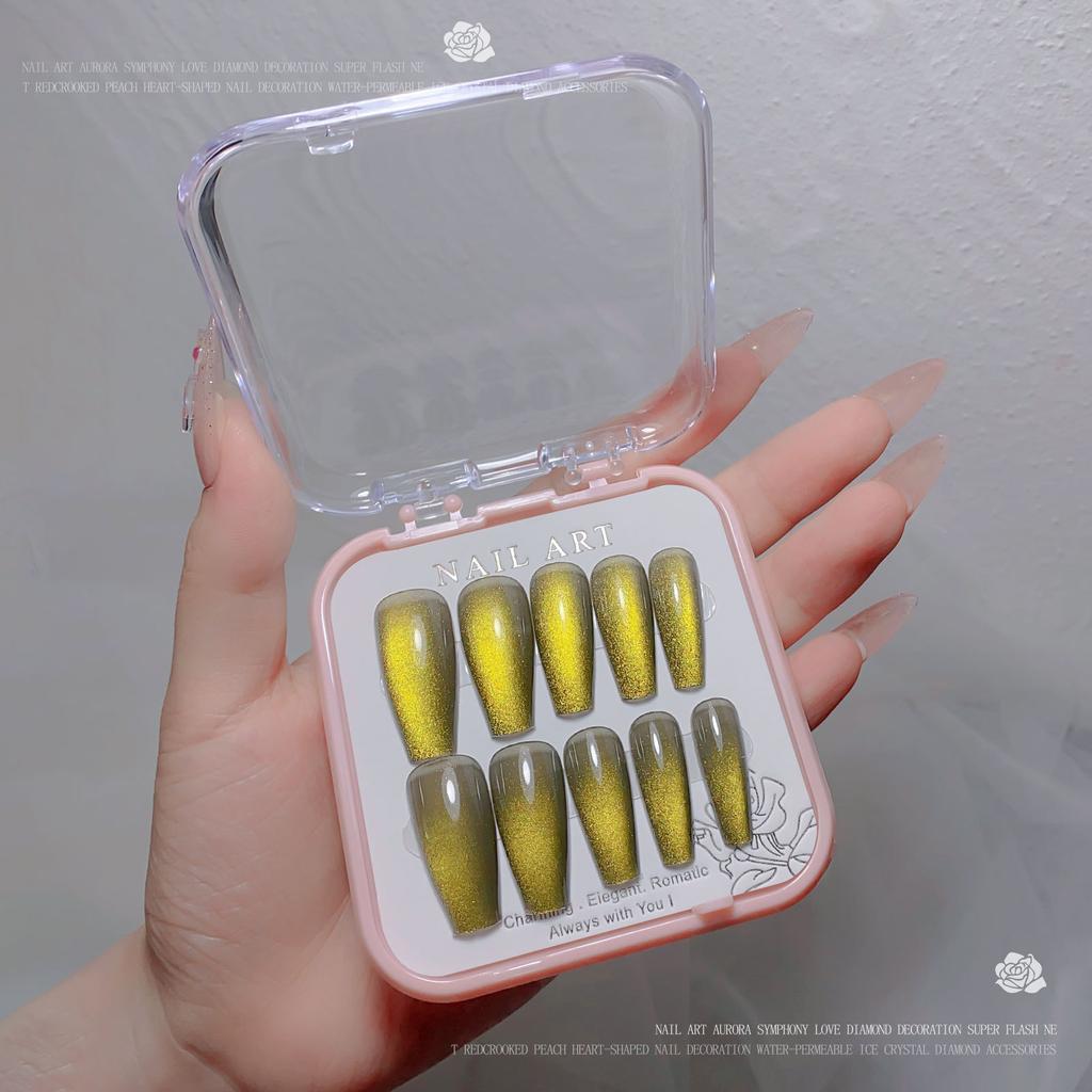 Нейл-арт Ношение ногтей Spar Cat Eye Flash Diamond Nail Patch Ношение ногтей Handmade Nail Art Поддельные ногти