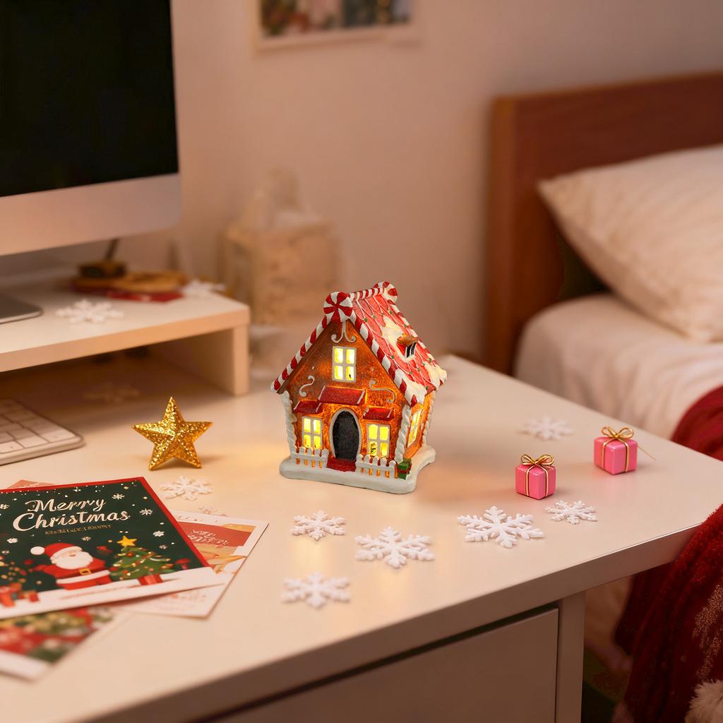 Glowing Gingerbread House With Lights - Animated Christmas Decoration For Indoor Festive Display