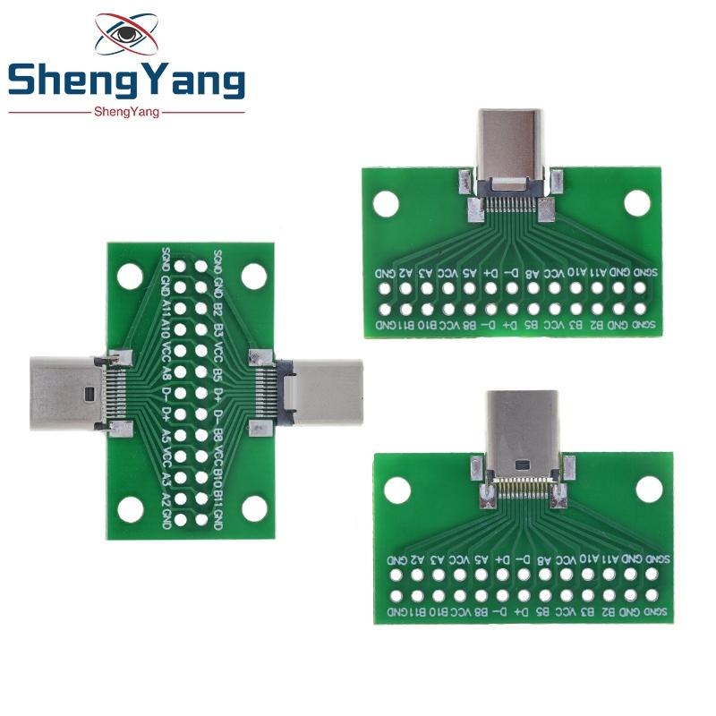 TZT Адаптер-плата для тестирования Type-C папа на Type-C мама USB 3.1, разъем Type C 24 pin 2.54 мм для передачи данных по кабелю