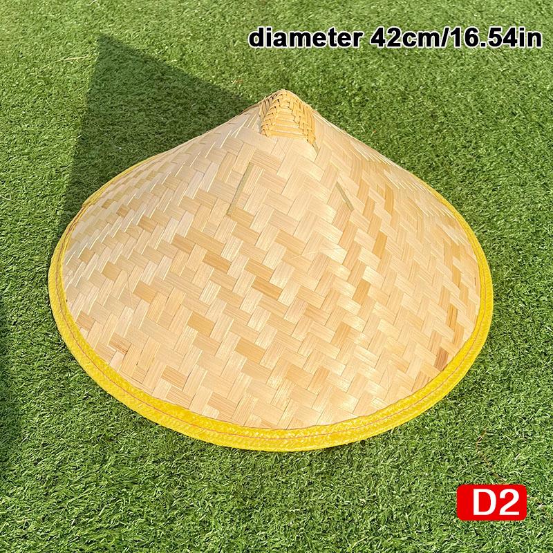 Cone Hat Retro Bamboo Rattan Fisherman Hat Handmade Weave Straw Bucket Hat Rain Dance Props Cone Sunshade Hat Plastic Bamboo Hat