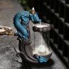 Dragon Backflow Incense Burner with Windproof Cover & LED Light Christmas Home Decorations Lucky Feng Shui Ornaments -No Incense