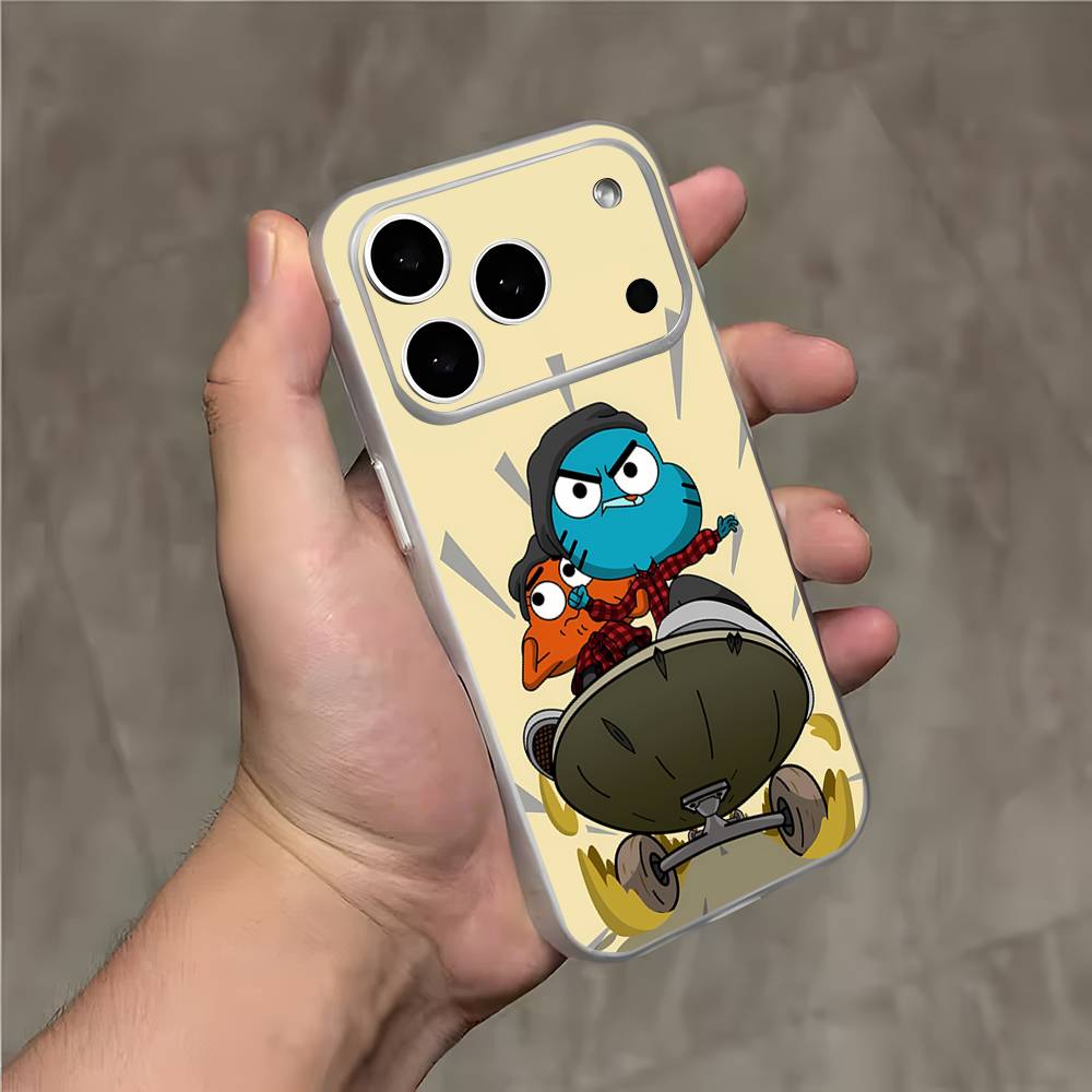 Удивительный мир G-GumballS Магнитный Беспроводной Зарядный Прозрачный Белый Чехол Для Телефона Для iPhone 17,16,15,14,13,12,11,Pro,Max,Plus