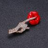 Fashion Luxury Cute Big Red Lips Hand Brooches Gold Color Rhinestone Enamel Alloy Brooch Lady Party Pins Birthday Gifts