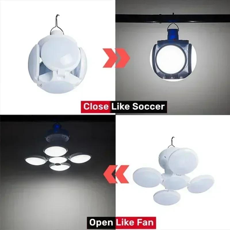 Solar/USB Charging LED Camping Light, Portable And Foldable, Creative Football Shape, With Battery Level Display