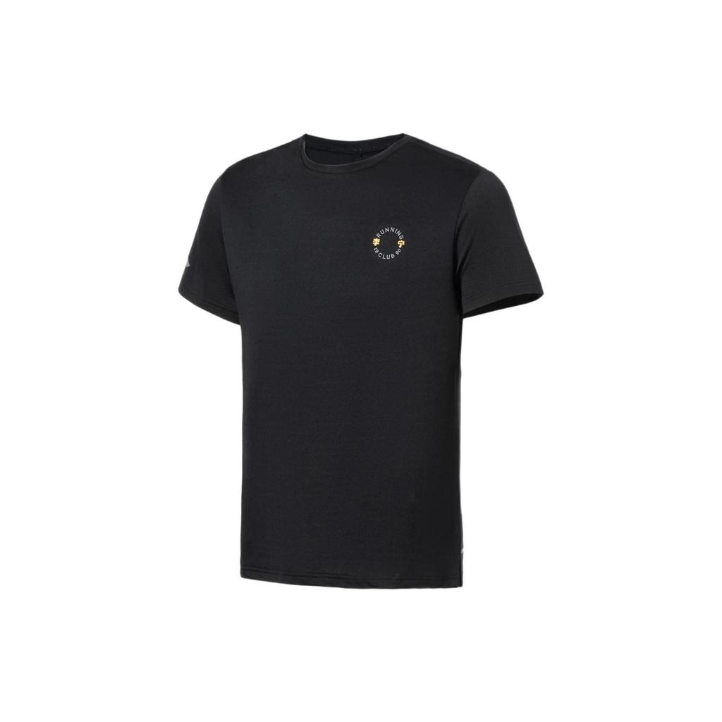 Li Ning Reflective Logo Pattern Round Neck Short Sleeve T-Shirt Men Tops Black ATSS019-2