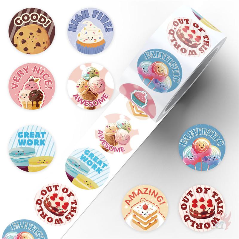500 шт./рулон Поощрение учителя. Сладкие десерты Детские награды Наклейки - DIY Скрапбукинг Декор Альбом Запечатывание Этикетки Наклейки