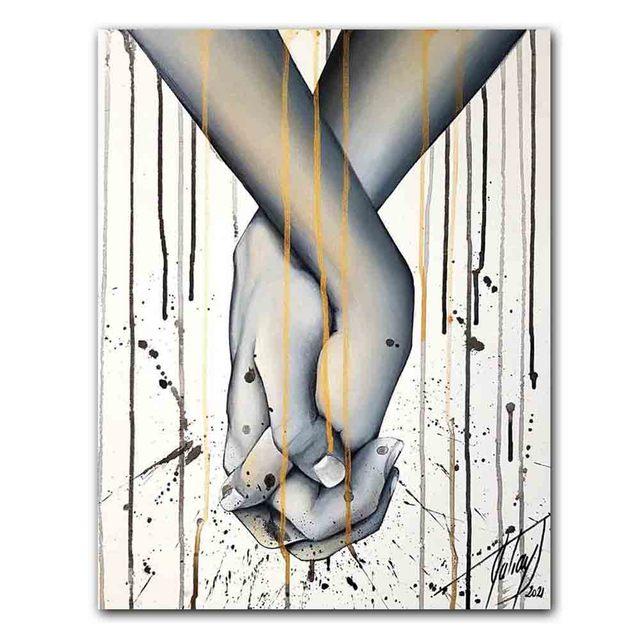 Новая скандинавская мода Love Touch Холст Картина Рука об руку Плакат Офисная настенная живопись Гостиная Спальня Украшение дома Фреска Без рамки