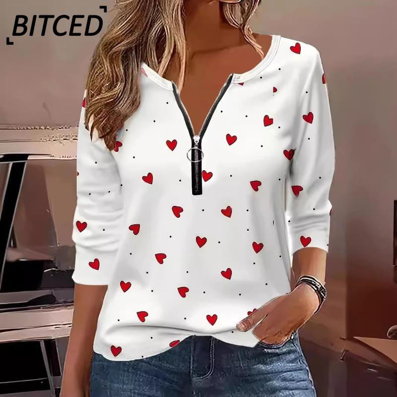 BITCED Женские модные повседневные блузки и рубашки с длинным рукавом и v-образным вырезом