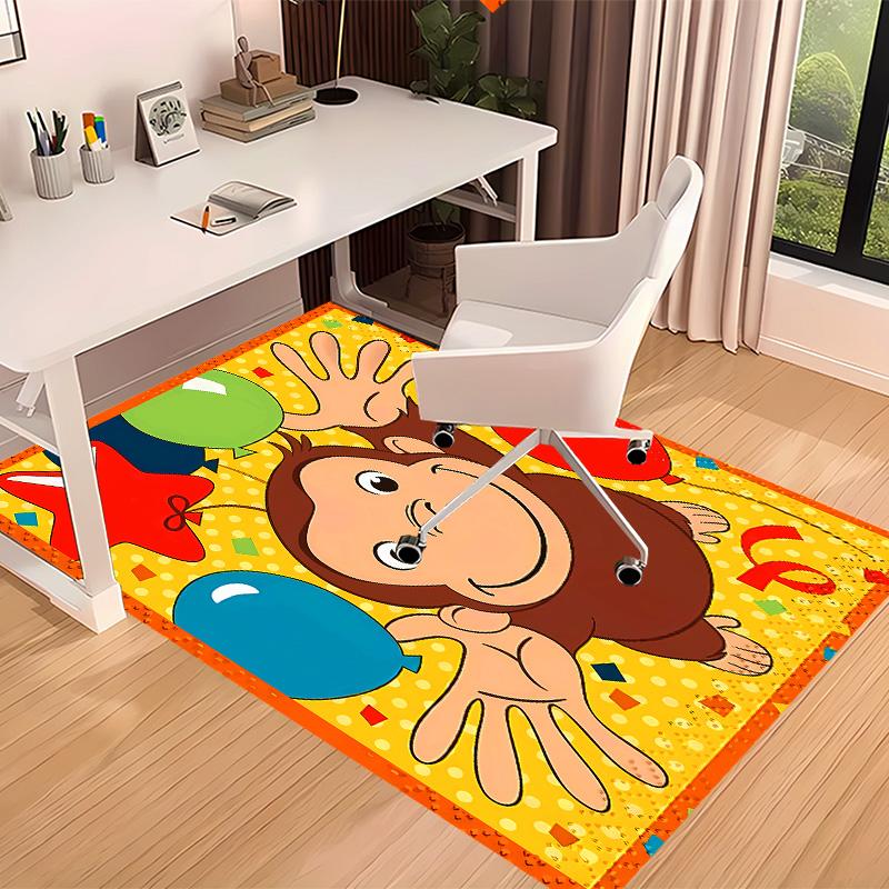 Curious George Printed Absorbent Washable Carpet, Non-Slip Bathroom Mats, Kitchen Rugs, Yoga Mat,Living Room Entrance, Camping Picnic Rugs