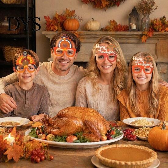 Cute Thanksgiving Gift for Parties Turkey Glasses, Funny Harvest Party Eyewear Kids Festive Orange Holiday Decorations Adults, Felt Pumpkin