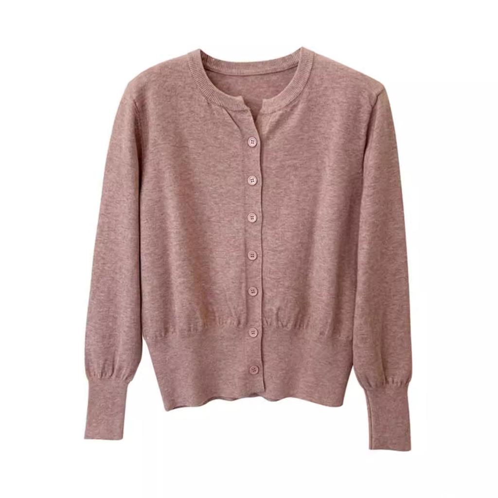 Мягкий и липкий вязаный кардиган, женский круглый вырез, свободный внешний свитер, куртка, универсальный топ с длинными рукавами