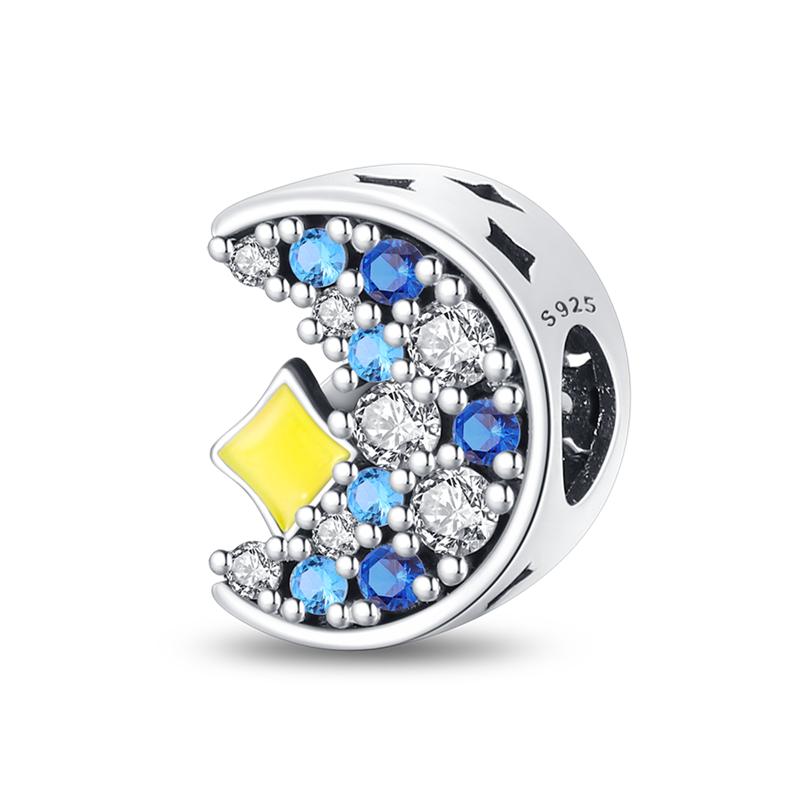 Блестящие Новые Шармы Бусины Оригинальные Аксессуары Браслеты Медь Инкрустированный Цирконием Звезда Луна Подвеска Сделай сам Ювелирные Изделия Подарок для Изготовления