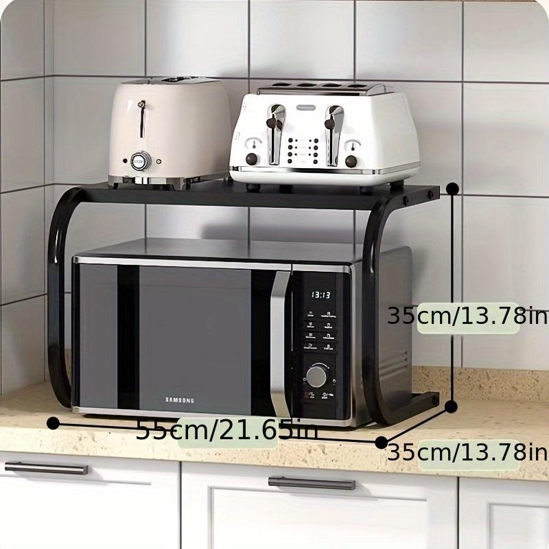 Просторная 2-ярусная металлическая подставка для микроволновой печи, настольная полка для хранения духовки и выпечки, не требует сборки, прочный кухонный органайзер