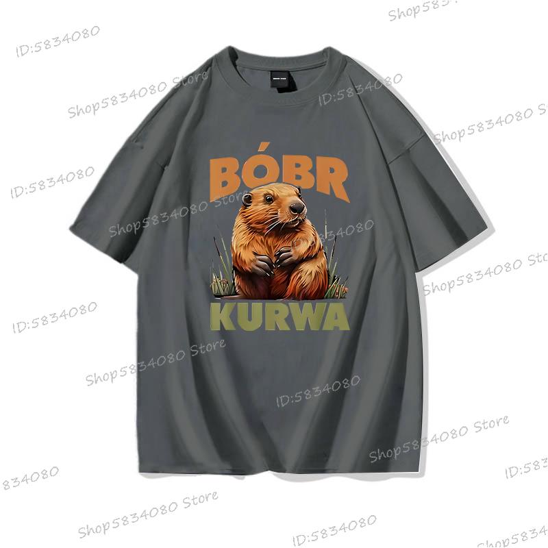 Cartoon Bobr Kurwa Tshirt High Quality 100 Cotton Short Sleeve Tee Tops Kurwa Bober Unisex Fashion Casual Tshirts Graphic Printed