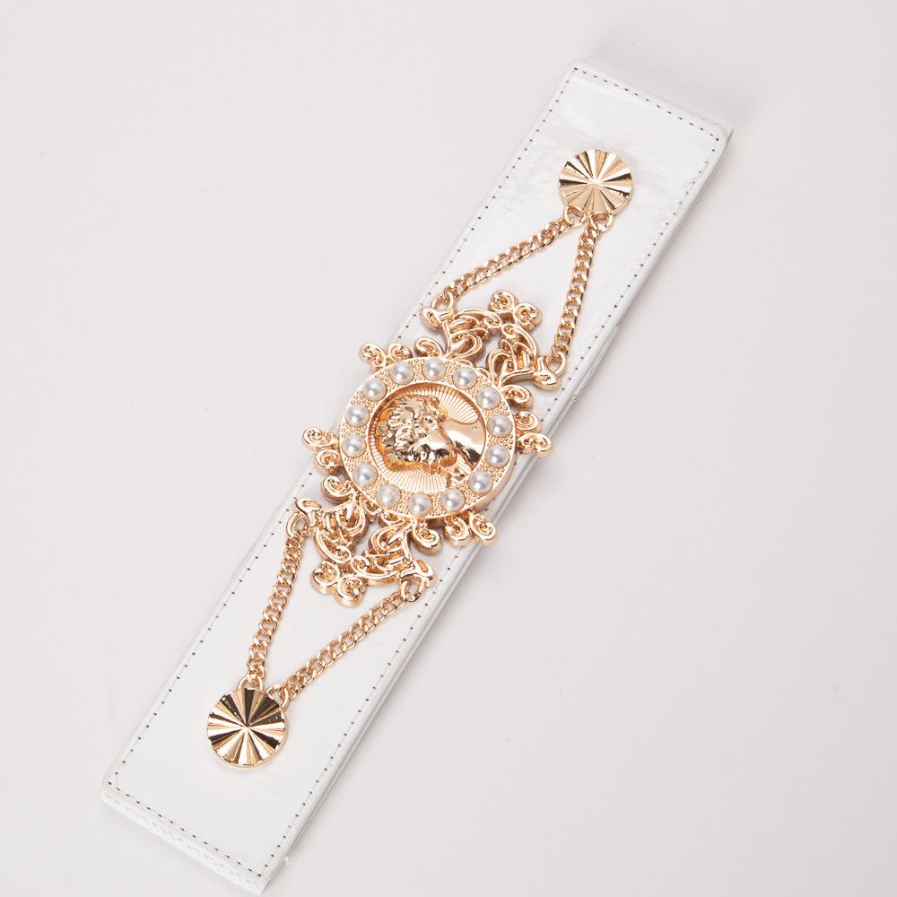 Stretch Elastic Waist Belt for Women with Wide and Versatile Suit Coat Waist-hugging Beauty Head Pearl Waist Seal