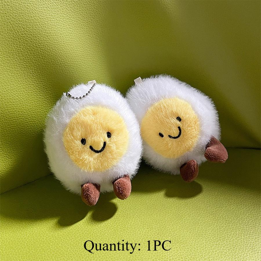 Cartoon Fun Boiled Egg Plush Doll Spring Egg Doll Keychain Pendant Simulation Food Smiling Egg Plush Doll
