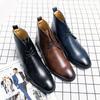 Fashion New Men Business Ankle Boots PU High Cut Short Tube Lace Up Business Brand Chelsea Boots European Style Size 38-48 Men Boots
