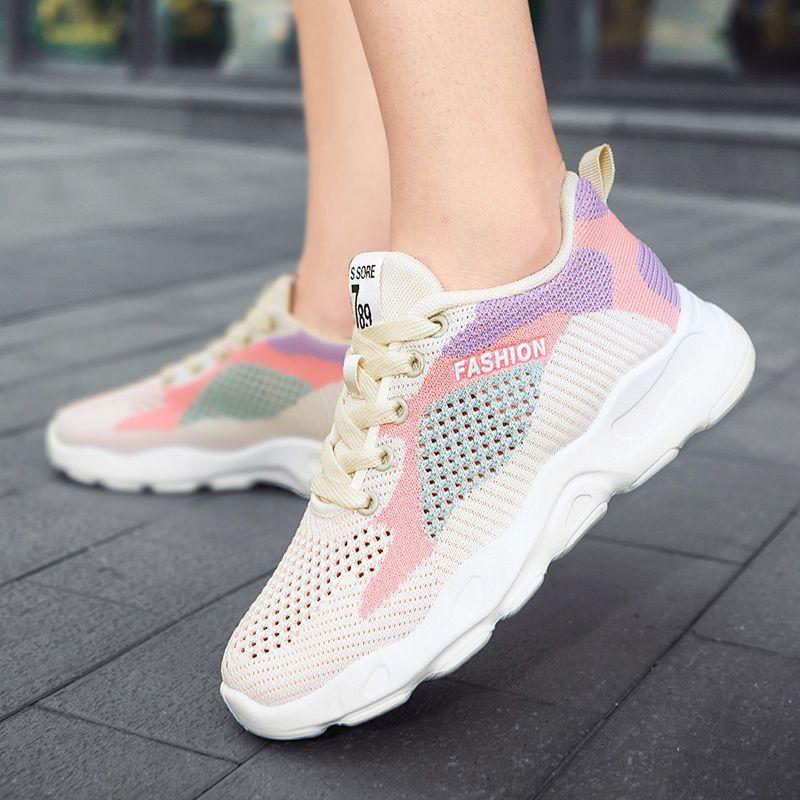 New women's sneakers trendy soft sole comfortable fly-woven breathable sneakers 2025 women's spring and summer sneakers