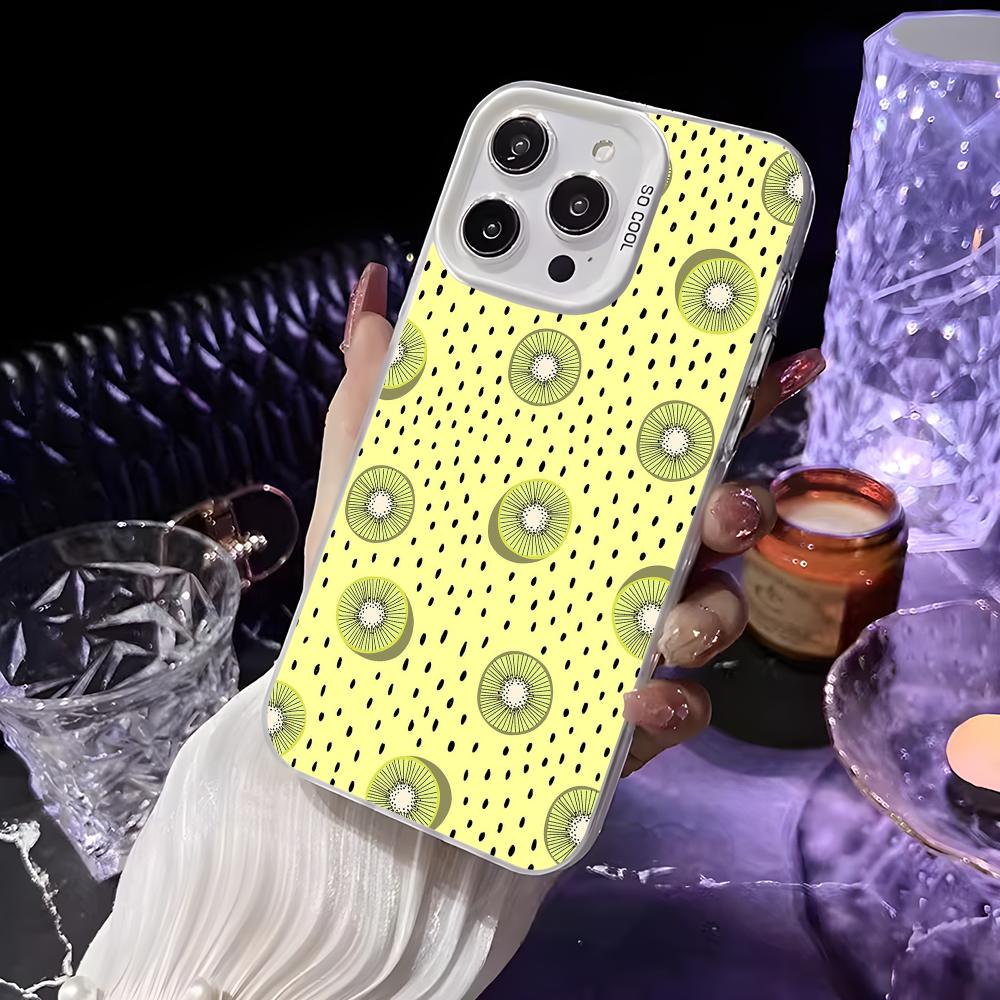 Модный чехол для телефона с киви для iPhone 16 15 14 13 12 11 Pro Max Белый Матовый Лазерный Металлик Аврора Funda