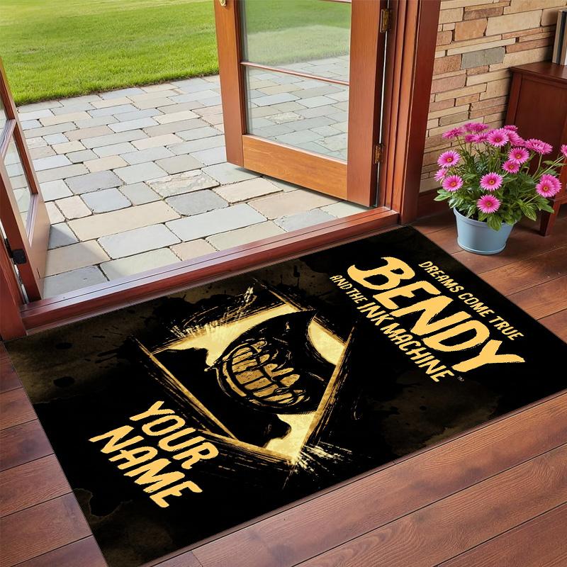Crystal Velvet Rug Custom Name Text, Soft Non Slip Floor Mat Home DecorBendy and the Ink Machine