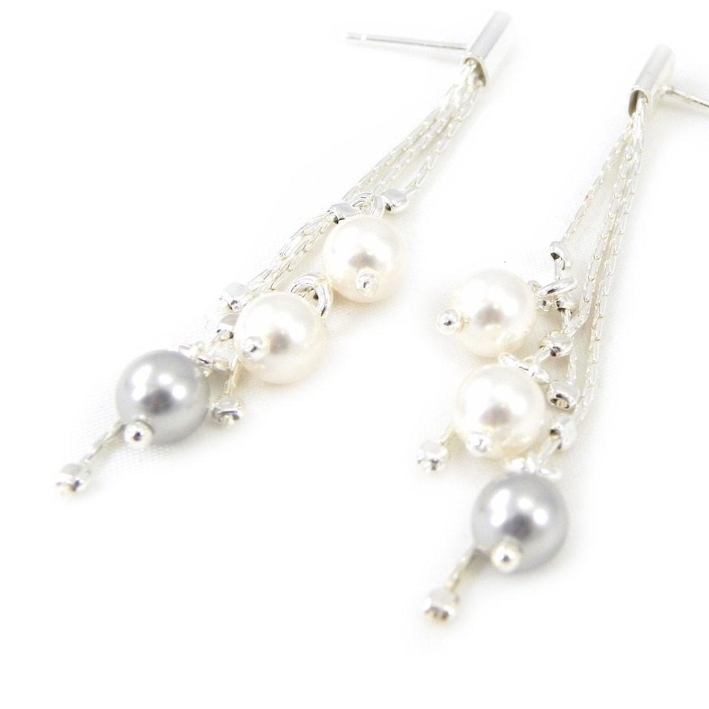 Les Trésors De Lily [G1916] - Серебряные серьги "Сисси" бело-серые.