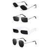 Sheomy Unisex Combo предлагает набор из 4 очков черного цвета Karan Aujla Rectangle Retro Vintage Narrow Sunglasses Women::Мужчины MC-864