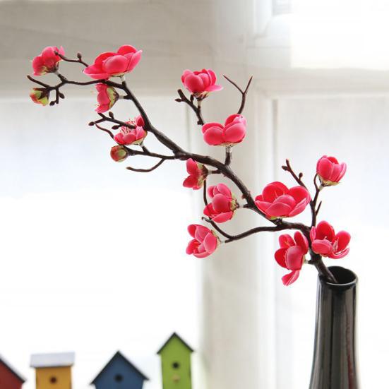 Artificial Flower Exquisite Non-fading Cloth Vivid Simulation Plum Blossom for Wedding