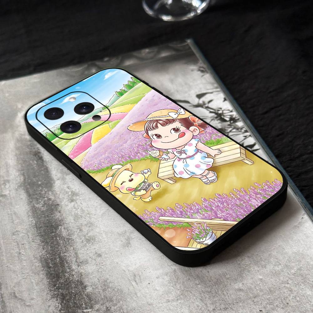 Fujiya Milky Peko-Chan Чехол для телефона Черный Силикон Мягкий Корпус Для IPhone 17 16 15 14 13 12 11 Air Pro Max Plus Горячая Распродажа
