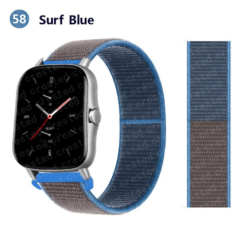 Нейлоновый ремешок 20 мм/22 мм для Amazfit GTS/2/2e/GTS2 Mini/GTR 42 мм/47 мм/GTR2/2e/stratos 2/3, спортивный ремень с петлей, браслет, ремешок Amazfit bip